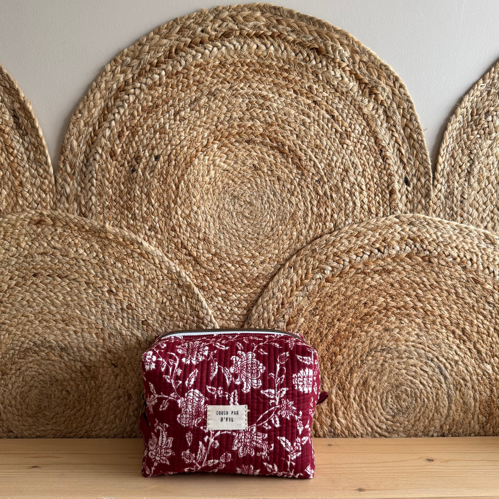 Trousse de toilette matelassé bordeaux