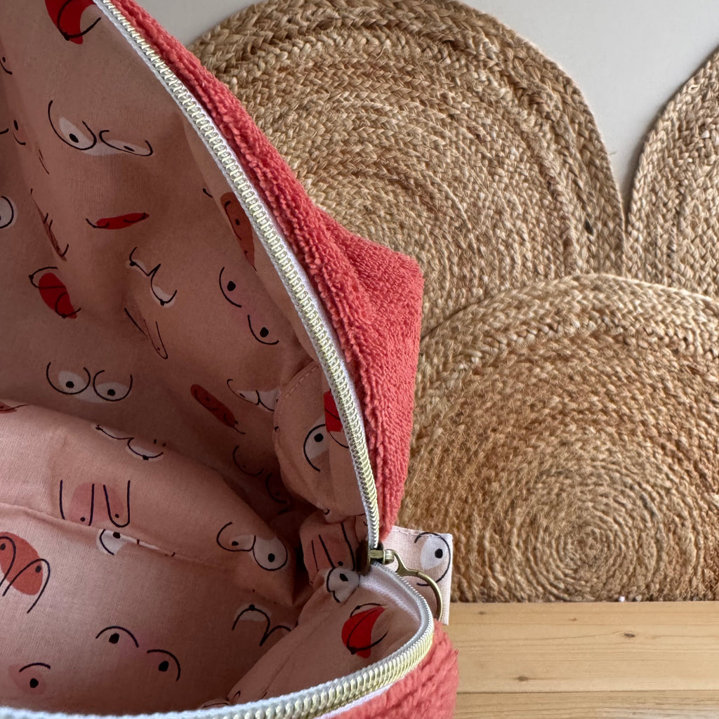 Trousse de toilette terracotta octobre rose