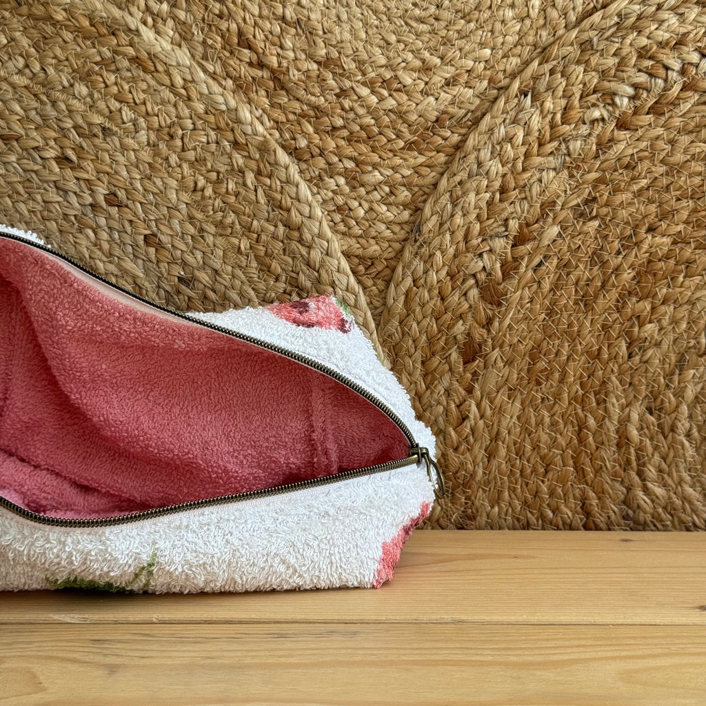 Trousse de toilette vintage fleurie / rose