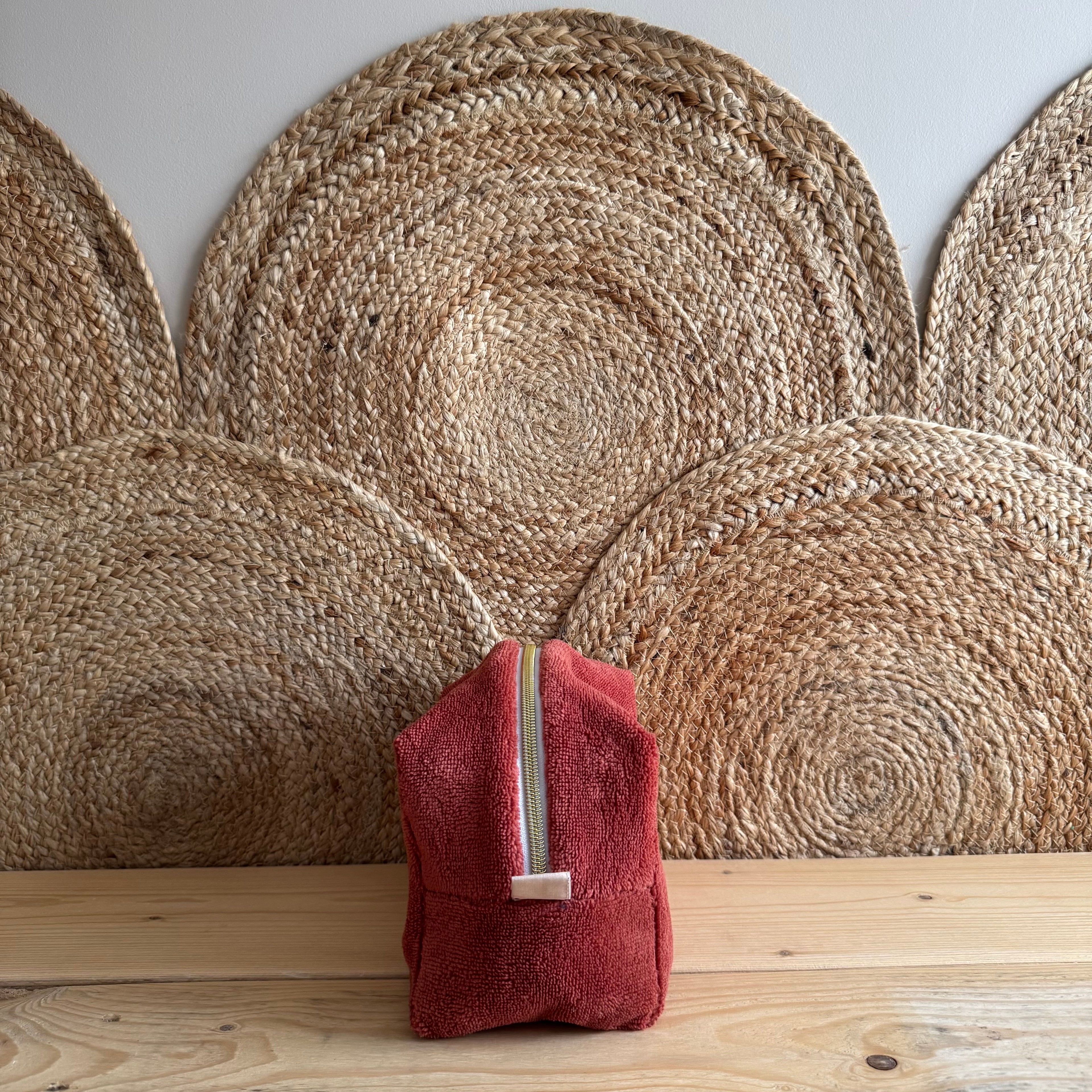 Trousse de toilette terracotta octobre rose