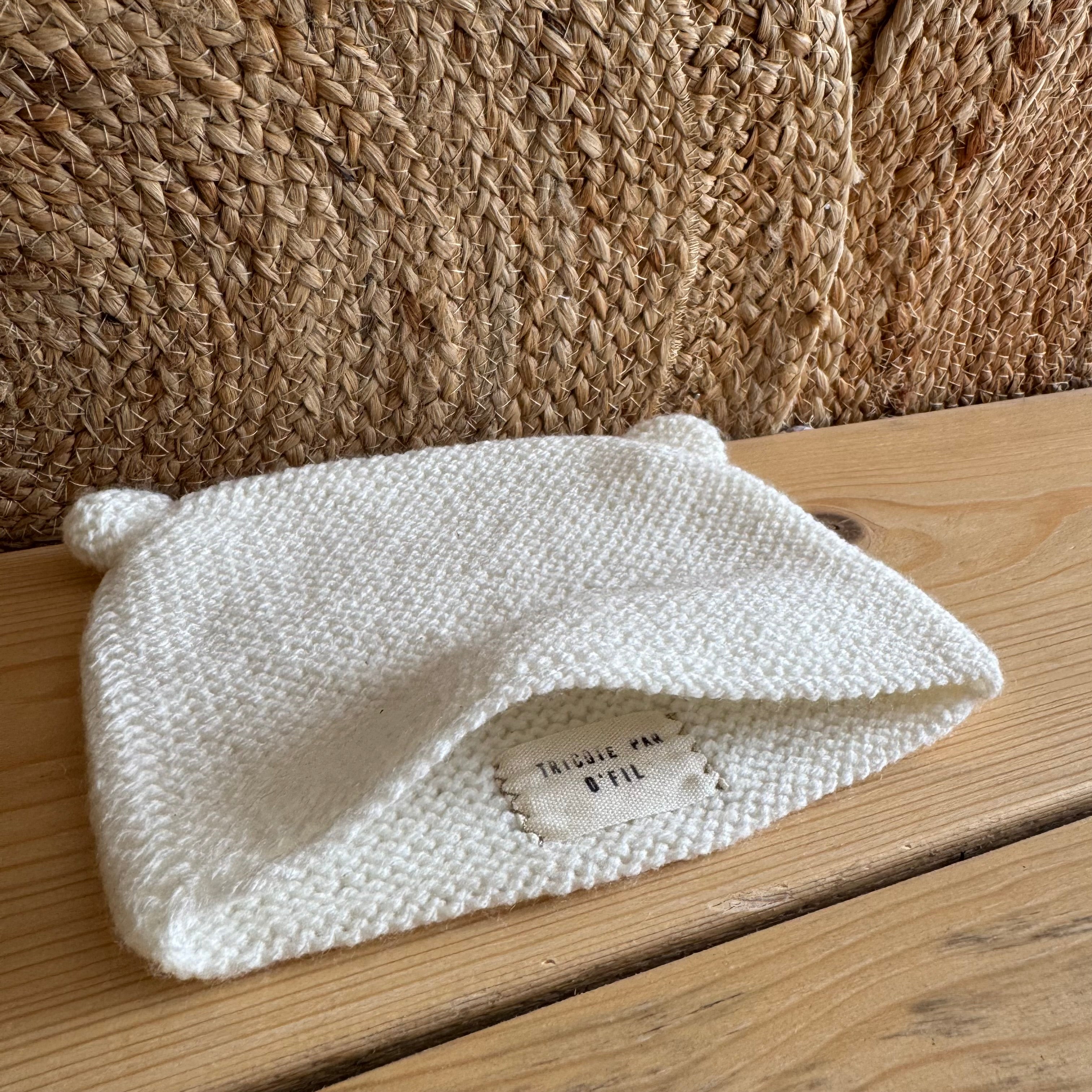 Bonnet oreilles de chat écru