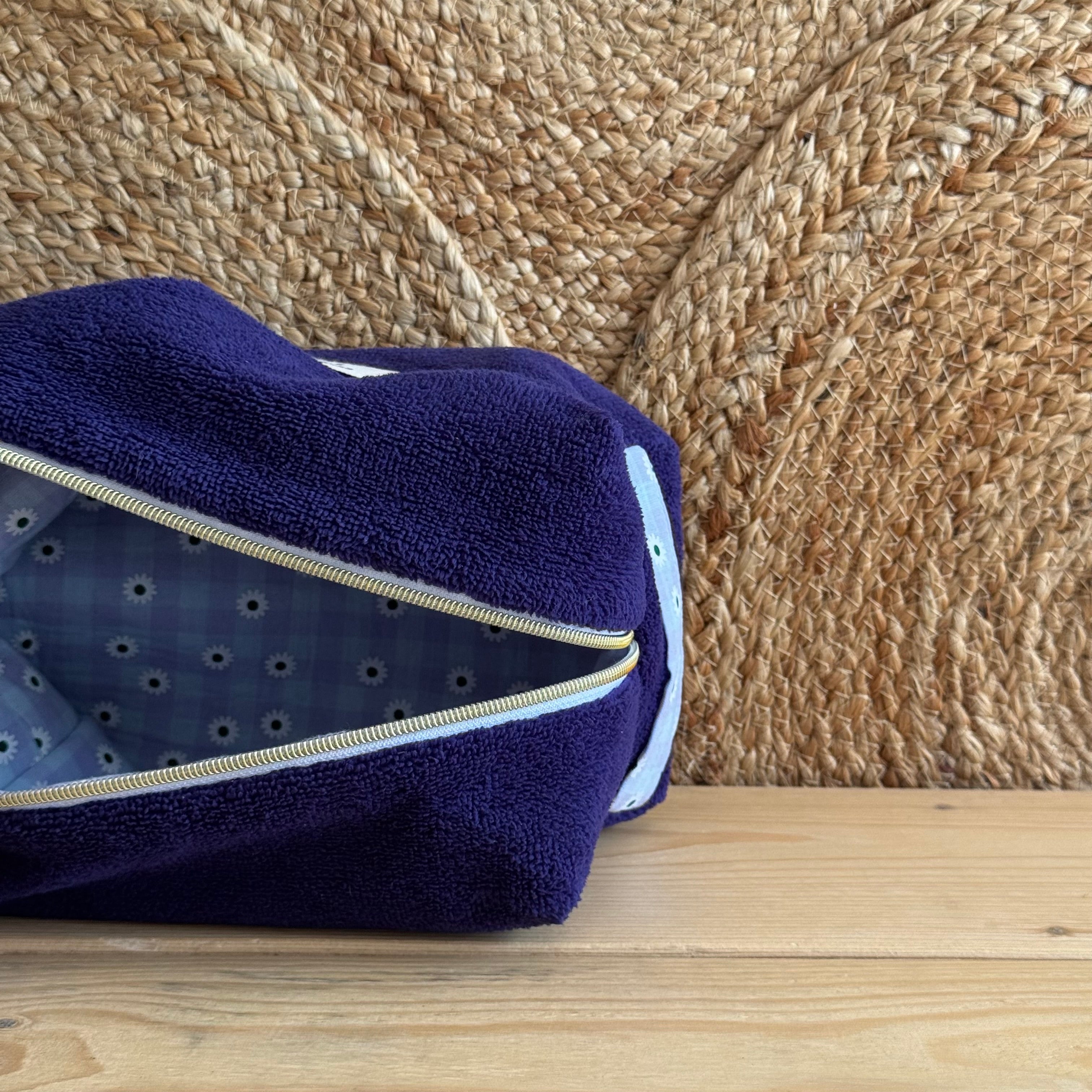 Trousse de toilette violette / vichy marguerite