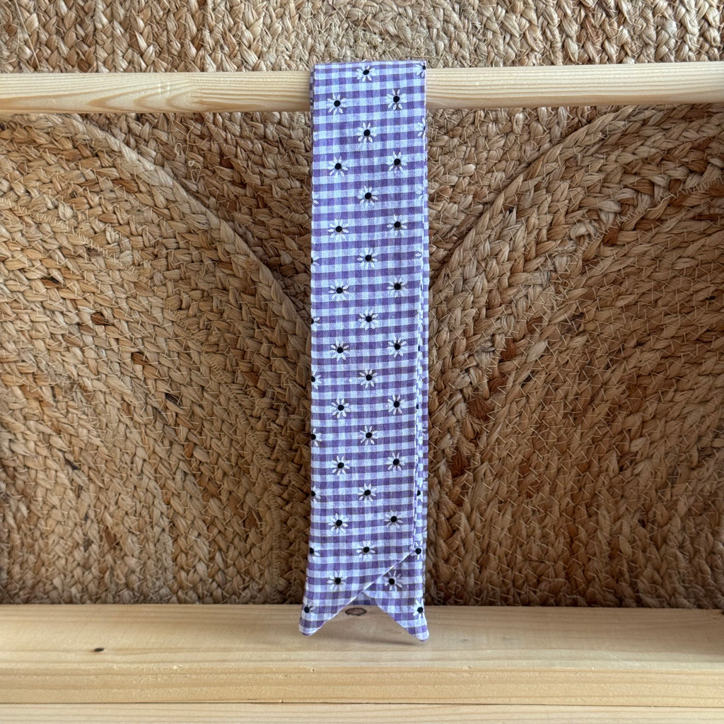 Ruban violet vichy / marguerite