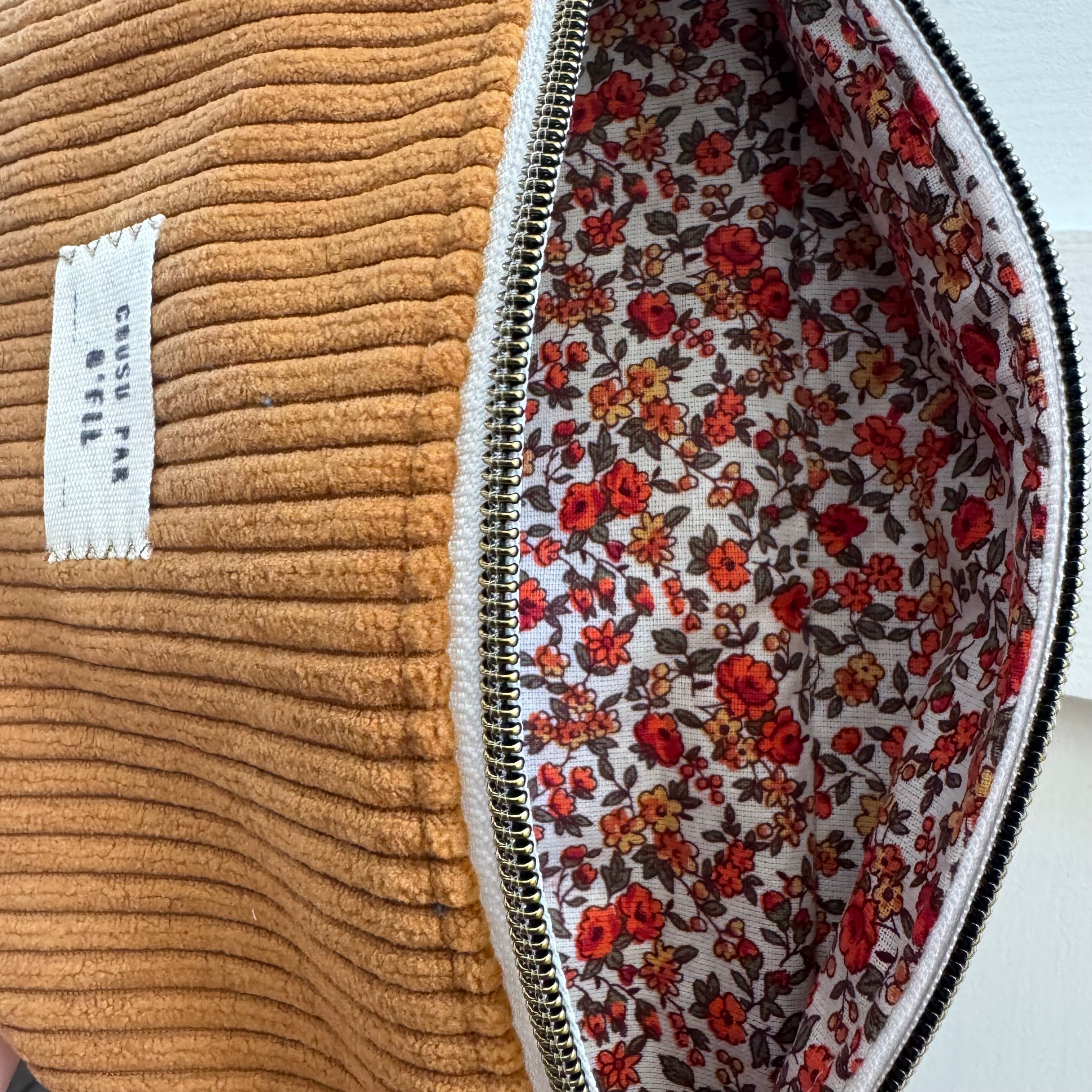 Sac banane velours moutarde / fleuri