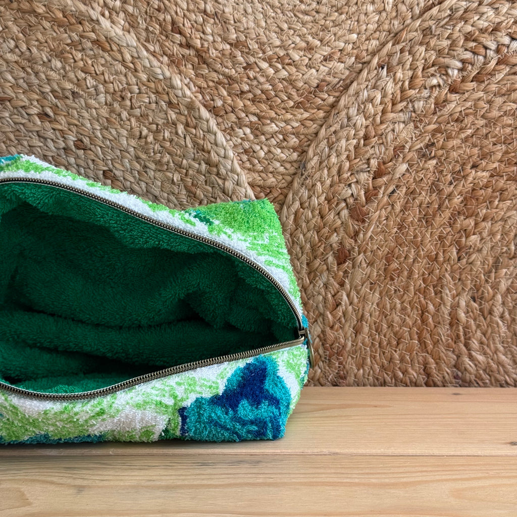 Trousse de toilette vintage fleurie / verte