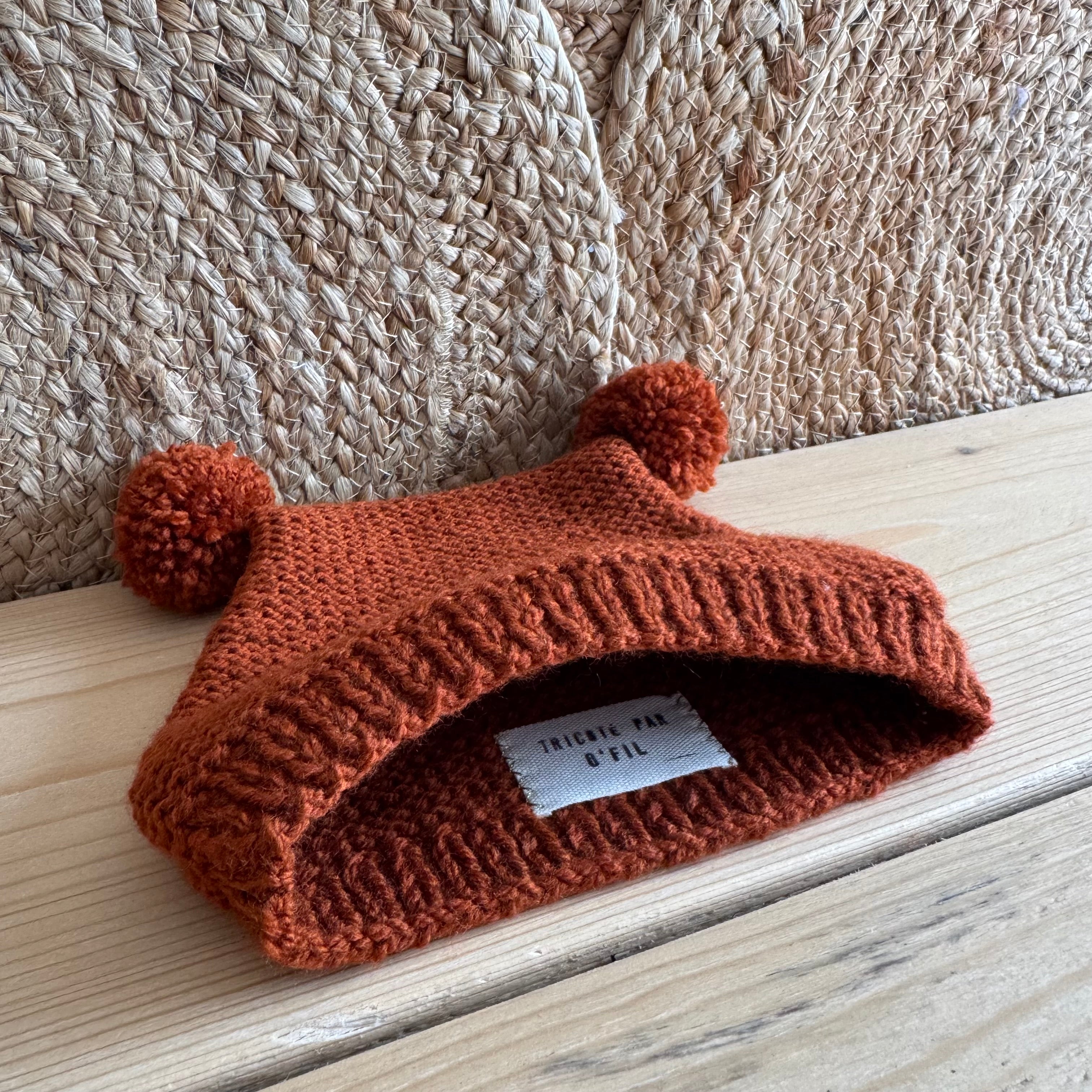 Bonnet pompons écureuil